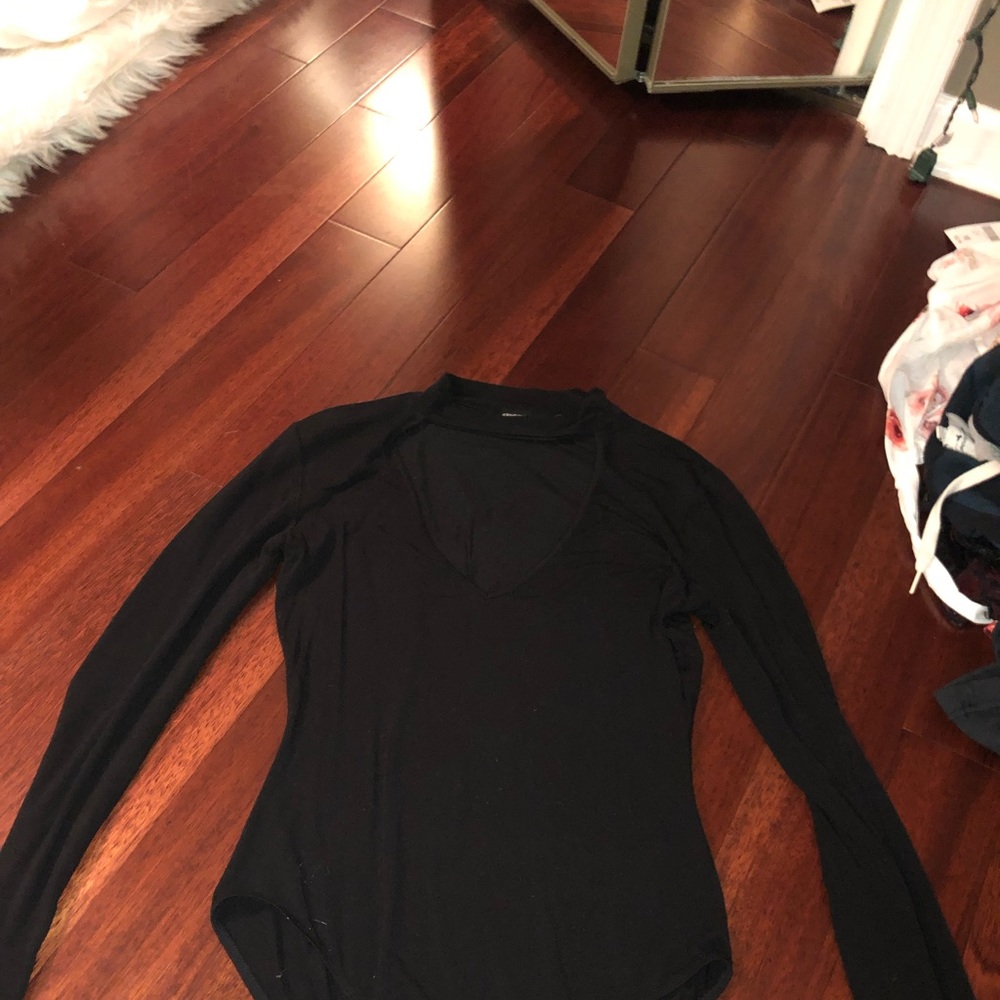 Kendal and Kylie black deep v body suit